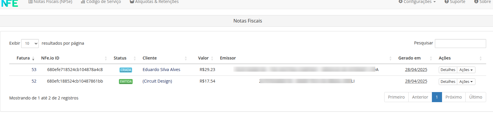 Visualização de Notas